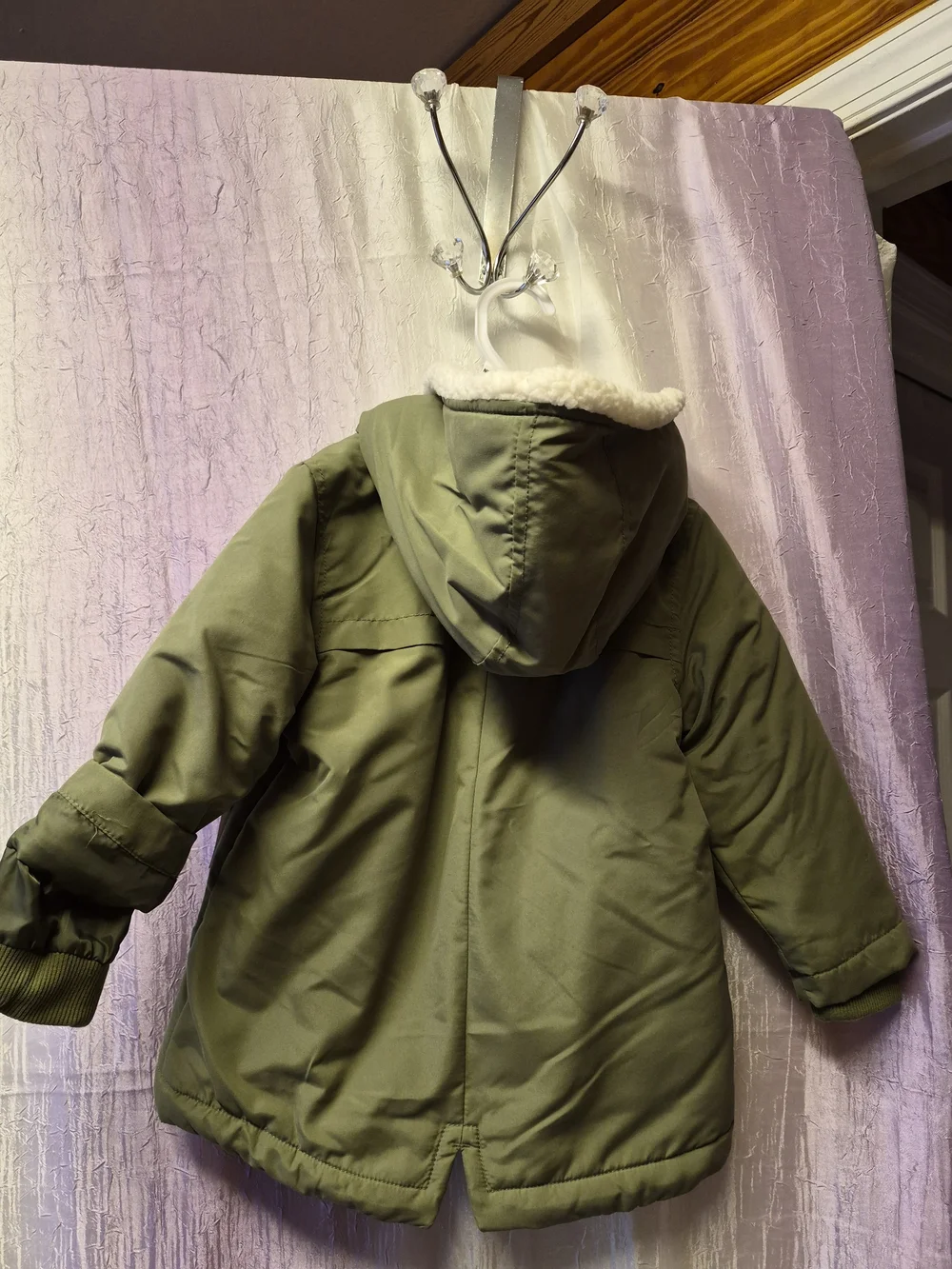Old Navy Olive Green Hooded Sherpa-Lined Puffer Coat